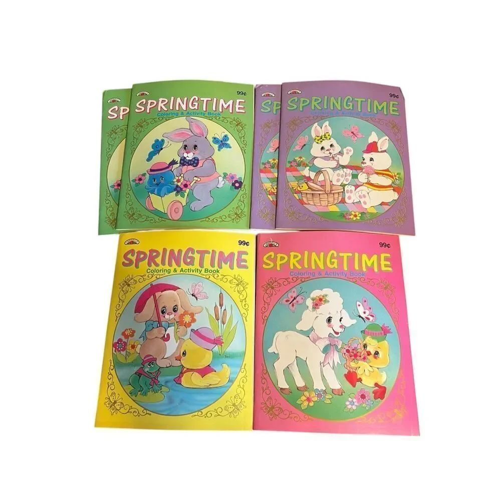 Landolls Lot Of 6 1991 vintage Unused Springtime Easter Coloring Books children